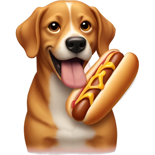 Dog eating a hot dog emoji
