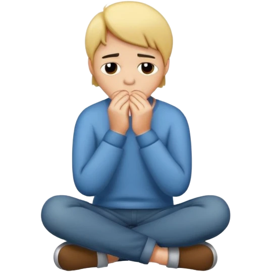 A person sitting with sad feeling emoji