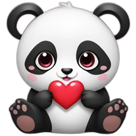 Cute panda with heart emoji