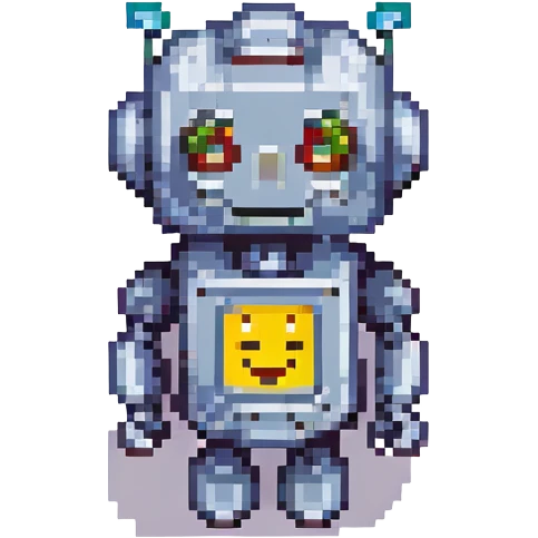 pixelated robot with classic emoji expression AI emoji emoji