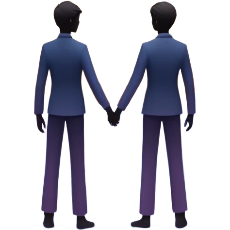 Center composition: Two silhouetted figures standing back-to-back or side-by-side in a circle of calm (soft blues, lavenders, white light)
Around them: Swirling storm energy—abstract shapes, wind lines, chaotic movement in reds, oranges, and dark grays emoji