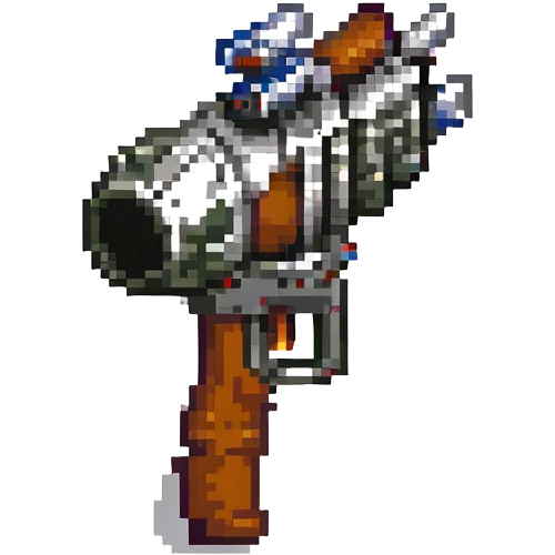 under barrel grenade launcher, pixel art, slightly angled, inspired by video game weapons, no text emoji
