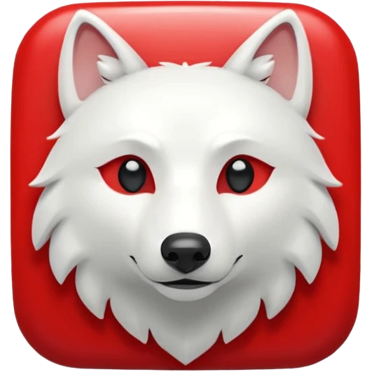 A bold white capital letter C with a small white wolf head icon above it, inside a red rounded square, emoji style, flat design, shiny light reflection, same style as 🅱️ emoji, transparent background. emoji