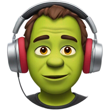Shrak Listen Music in Dark-red Airpods emoji