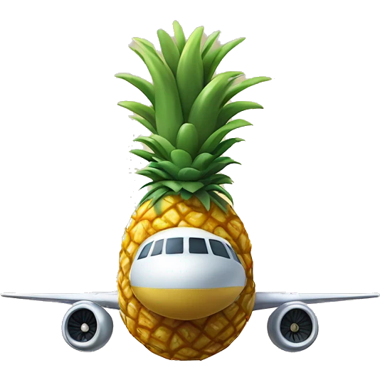 Humanlike pineapple in a plane emoji