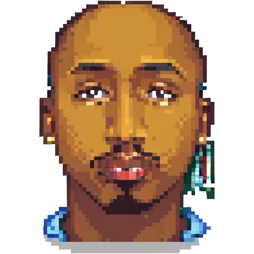 2Pac in the style of pixel art, three-quarter view emoji