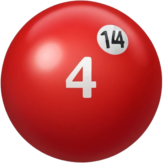 The number 14 on a red pool ball emoji