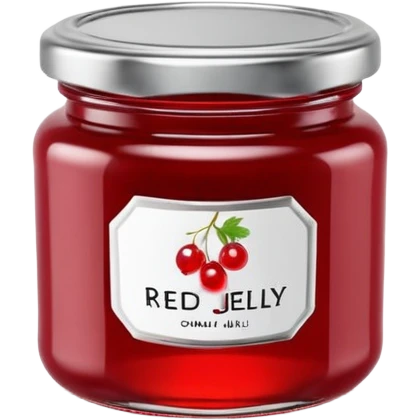 glass jar of red currant jelly, deep ruby red smooth glossy, metal lid, minimalist label no text, jelly drop on rim, 3D rendered, clean, soft shadows, natural lighting, vibrant color, transparent background, emoji scale emoji