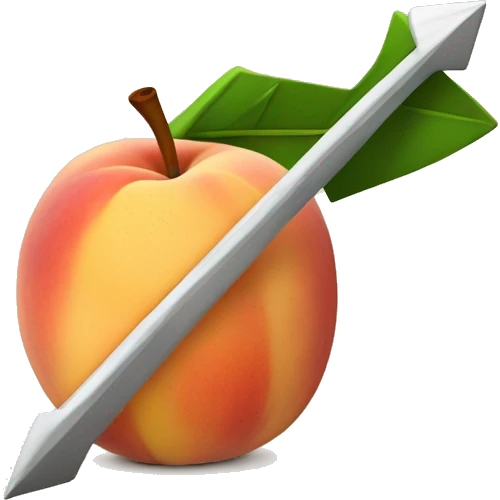 arrow pointing to a peach emoji