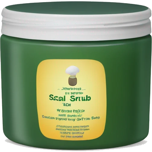 bottle of scalp scrub with label emoji