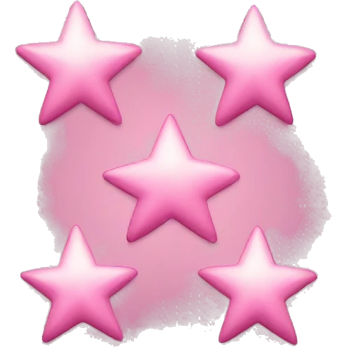 Three small pink , 4-pointed stars grouped together. The stars have a slightly elongated shape, giving them a twinkling effect. They vary in size, with the largest star in the center and two smaller stars on either side.  emoji