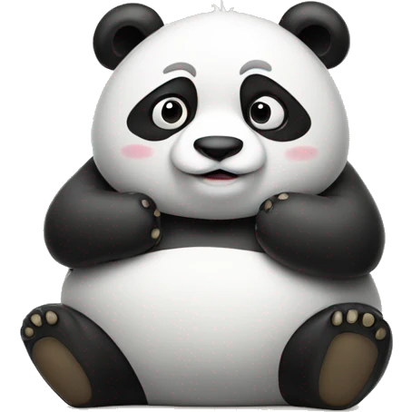 A fat panda holding a sign that says sad emoji