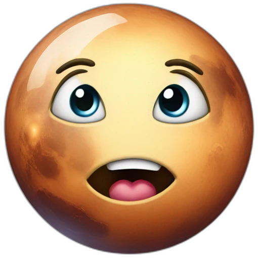 planet Venus with a cartoon economic face with big thoughtful eyes emoji