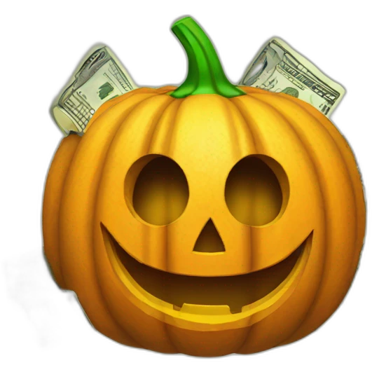 halloween pumpkin with dollars emoji