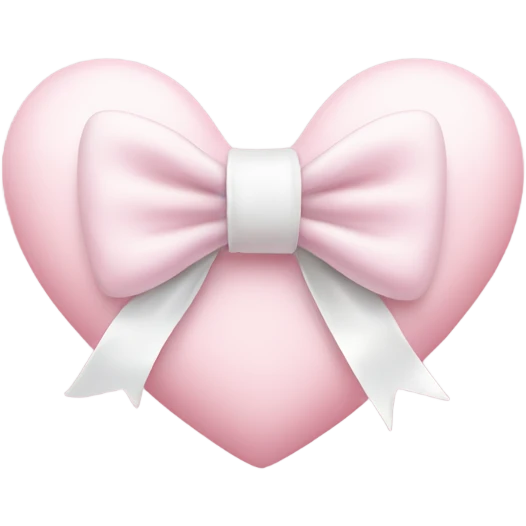 Pastel pink heart with white bow emoji
