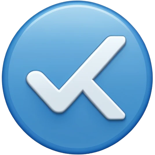 A white right tick symbol on blue circle emoji