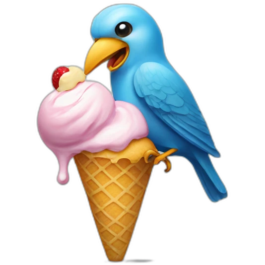 bird eat icecream emoji