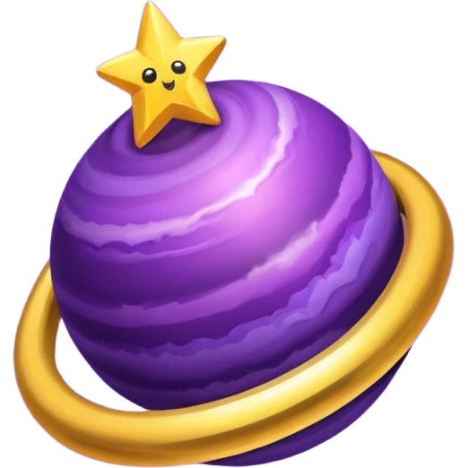 Purple planet, yellow star rings emoji