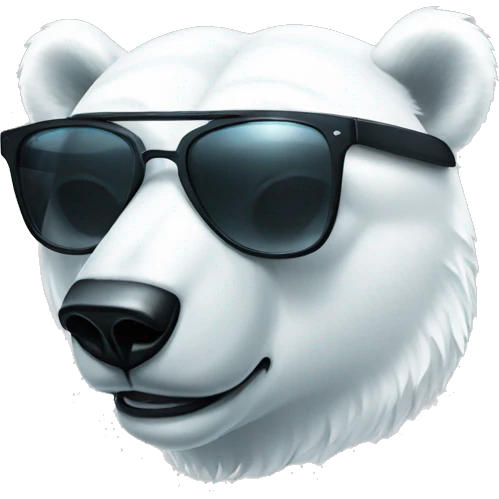 polar bear head, dj, wearing sunglasses and earphones emoji