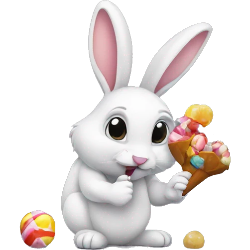 rabbit eating candy emoji
