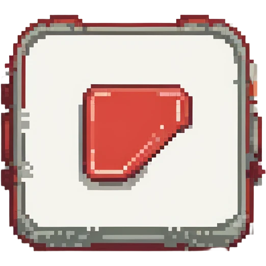 pixel art YouTube logo, retro style, red and white, iconic play button emoji