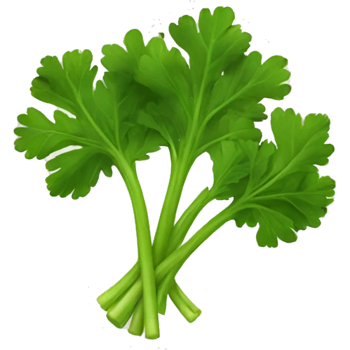 a parsley with humanoid shapes smiling emoji