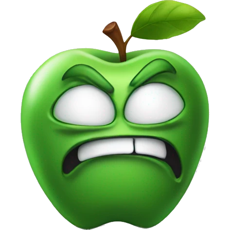 Can you generate an image of a angry apple  emoji