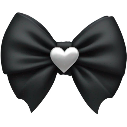 black bow with a silver heart bow in the center emoji