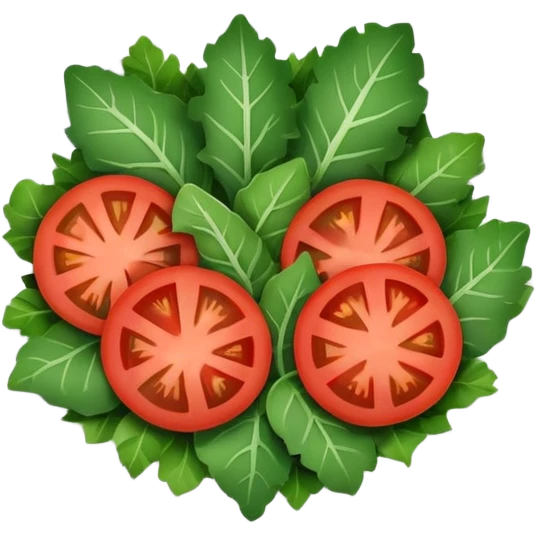 Minimalistic flat vector icon, iOS style, thin black contour on white background. Plate filled with leafy greens and tomato slices. Clean, no text, no shadows emoji