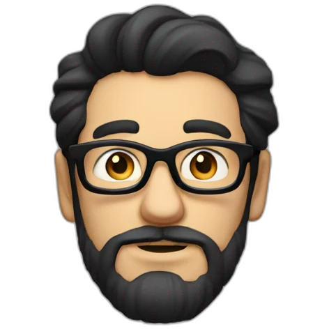 Bearded gaston Algaze with wayfarer glasses and black hair emoji