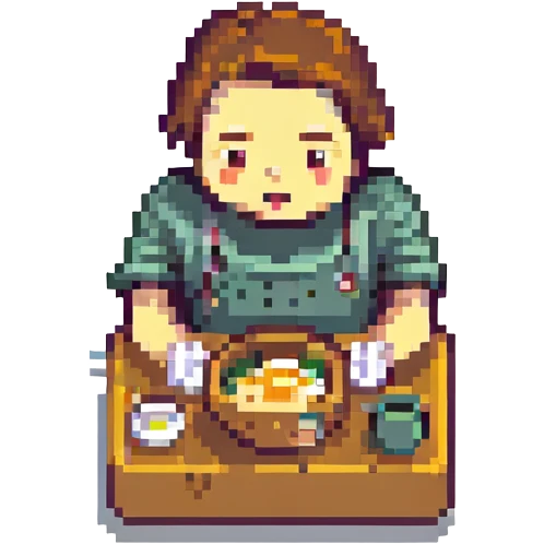 a man eating an egg, pixel art style emoji