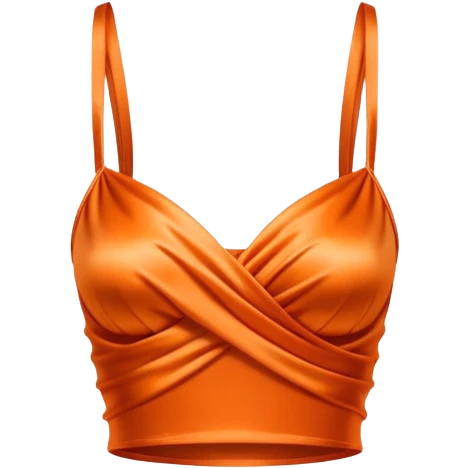 super realistic isolated orange satin crop top emoji