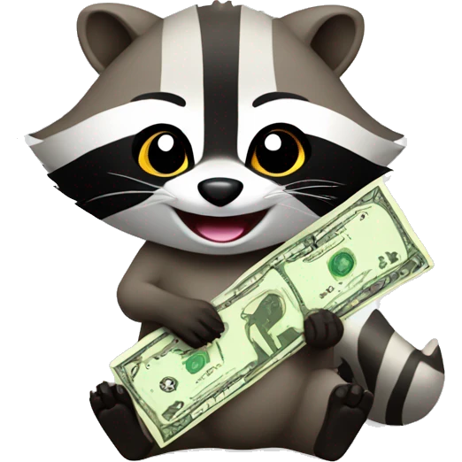 raccoon happy with money emoji