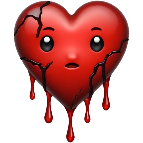 BROKEN BLACK HEART, LITTLE DARK RED BLOOD, DRIPS FROM THE BROKEN CRACK. emoji