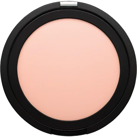 A MAC blush in a soft pink shade, housed in a round black compact with a transparent lid featuring the MAC logo. emoji