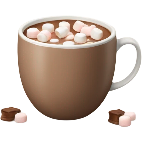 Light beige mug of hot chocolate with marshmallows  emoji