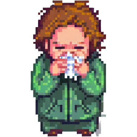 a man sneezing, pixel art style emoji