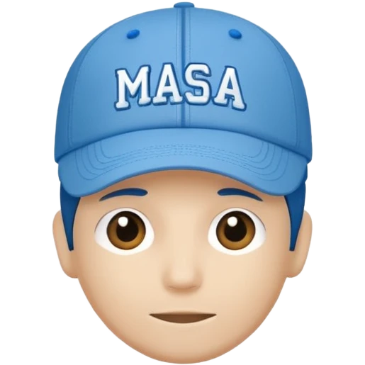 Blue cap with the lettering MASA emoji