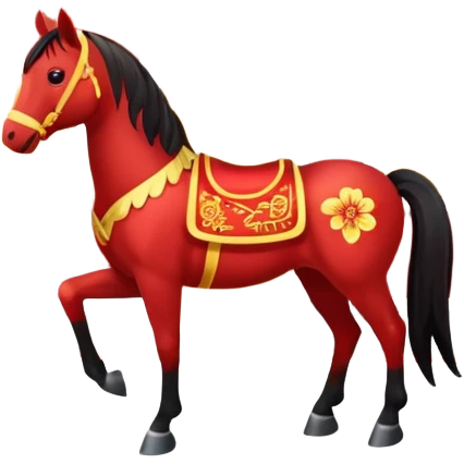 Chinese new year 马，我要有新年气氛的… 背景可以加屋子等吗… 可以加 新年快乐 2026 字眼吗？ emoji