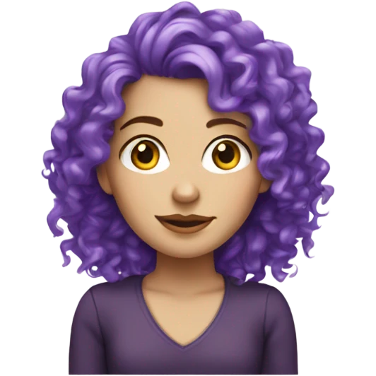 white girl with purple curly hair emoji