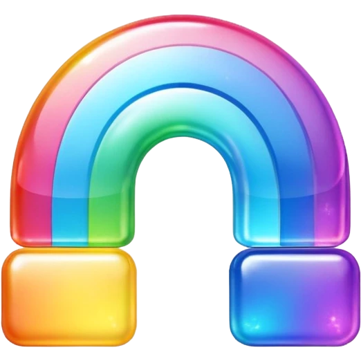 A 3d, not too detailed rainbow colored sparkling special shaped prismatic icon emoji