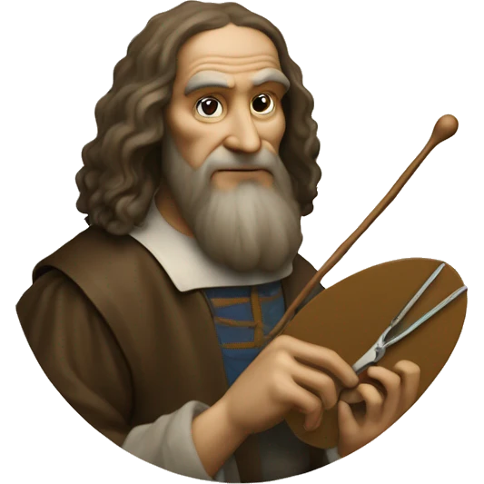 leonardo da Vinci holding an artist's palette emoji
