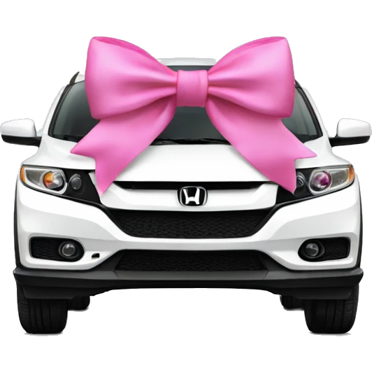 White 2024 honda HRV with pink bow emoji