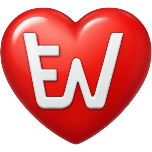 A heart with the letter E and w emoji