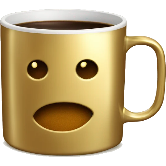 vintage Metallic Gold mug of coffe emoji