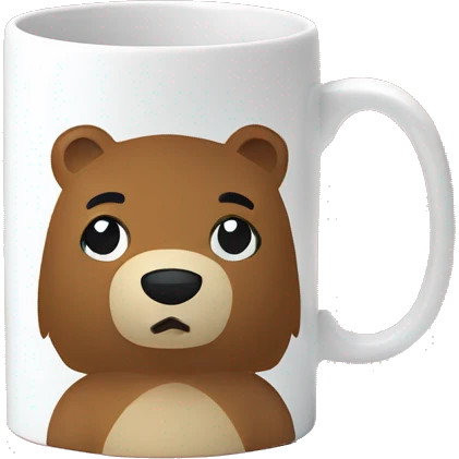 White mug with bear print emoji