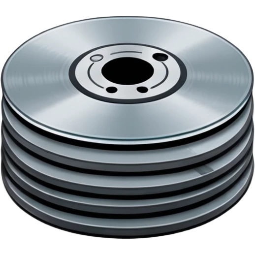 Minimalist emoji-style sticker of a small stack of DVD discs, one cracked, one with burn marks. Top-down view, grayscale and muted tones, flat design, no text. emoji