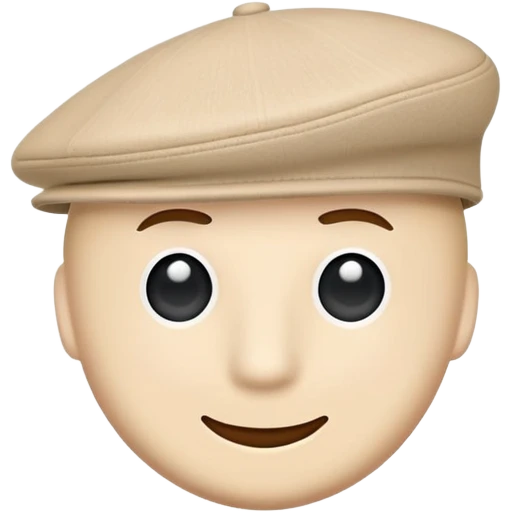 Single beige Kangol 504 flat cap hat, isolated object, iOS emoji style, no person wearing it, light tan color emoji