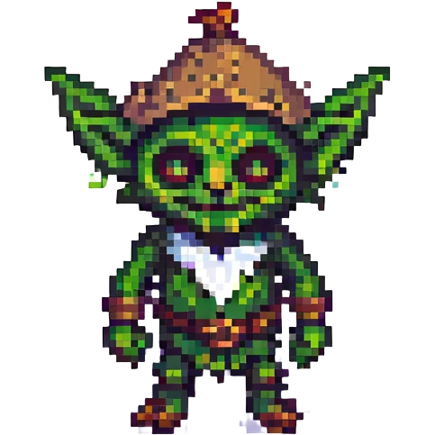 Dart Goblin from Clash Royale, pixel art style emoji