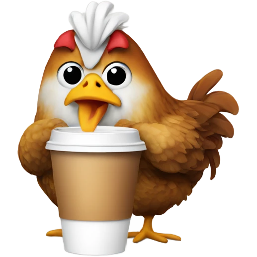 Chicken drinking coffee emoji